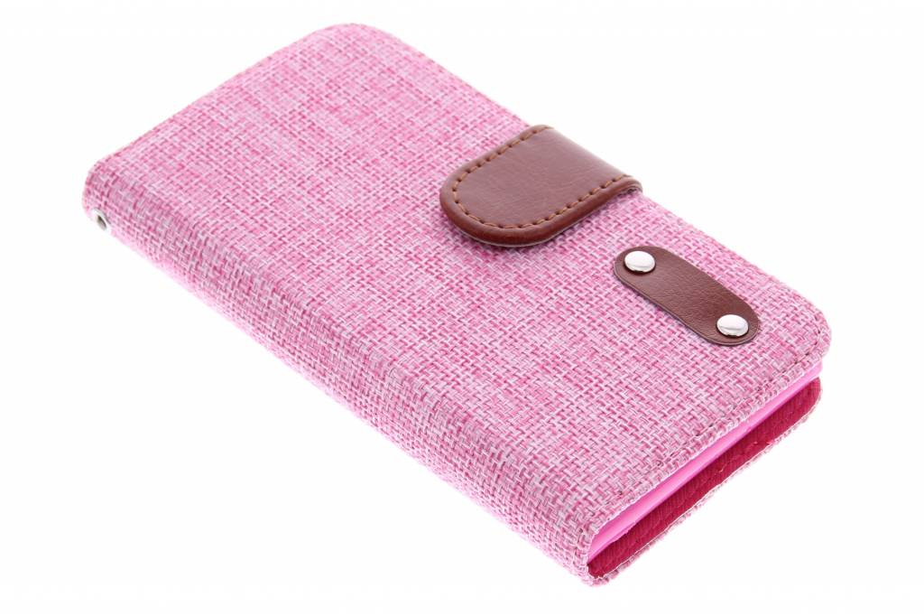 Image of Roze linnen look TPU booktype hoes voor de Huawei Ascend G6