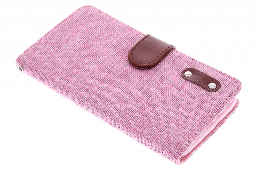 Image of Roze linnen look TPU booktype hoes voor de Huawei Ascend G7