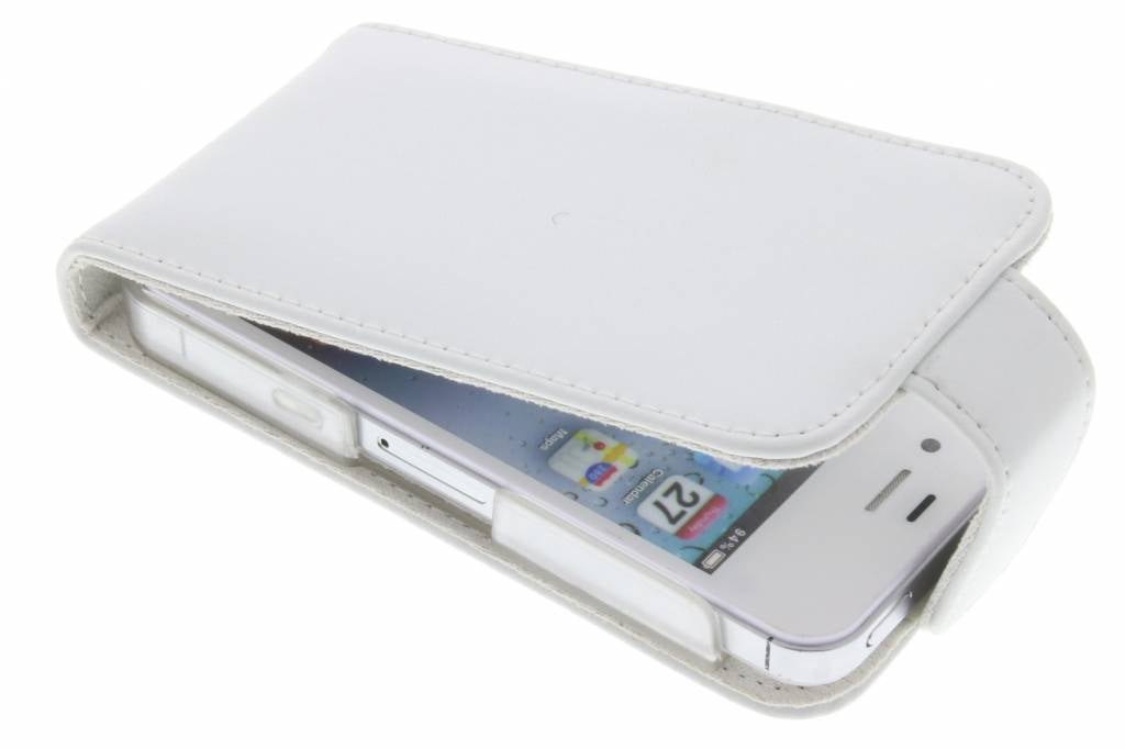 Image of Wit stijlvolle genuine leather flipcase voor iPhone 4 / 4s