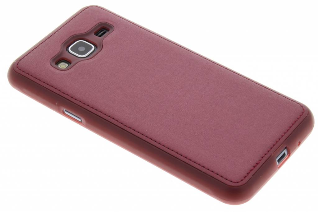 Image of Rode metallic lederen TPU case voor de Samsung Galaxy J3 / J3 (2016)