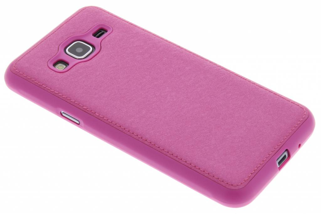 Image of Fuchsia metallic lederen TPU case voor de Samsung Galaxy J3 / J3 (2016)