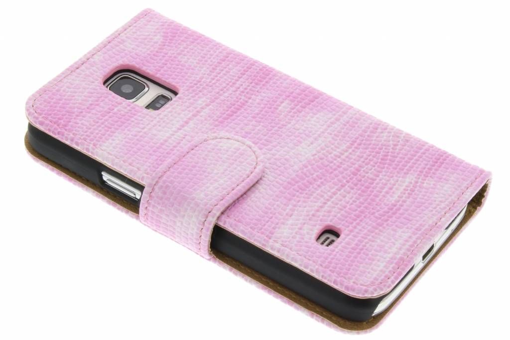 Image of Roze hagedis design booktype hoes voor de Samsung Galaxy S5 Mini