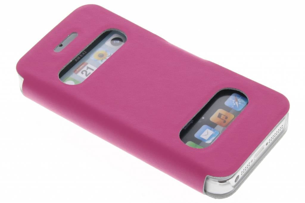 Image of Fuchsia luxe slim booktype hoes met venster voor de iPhone 5 / 5s / SE