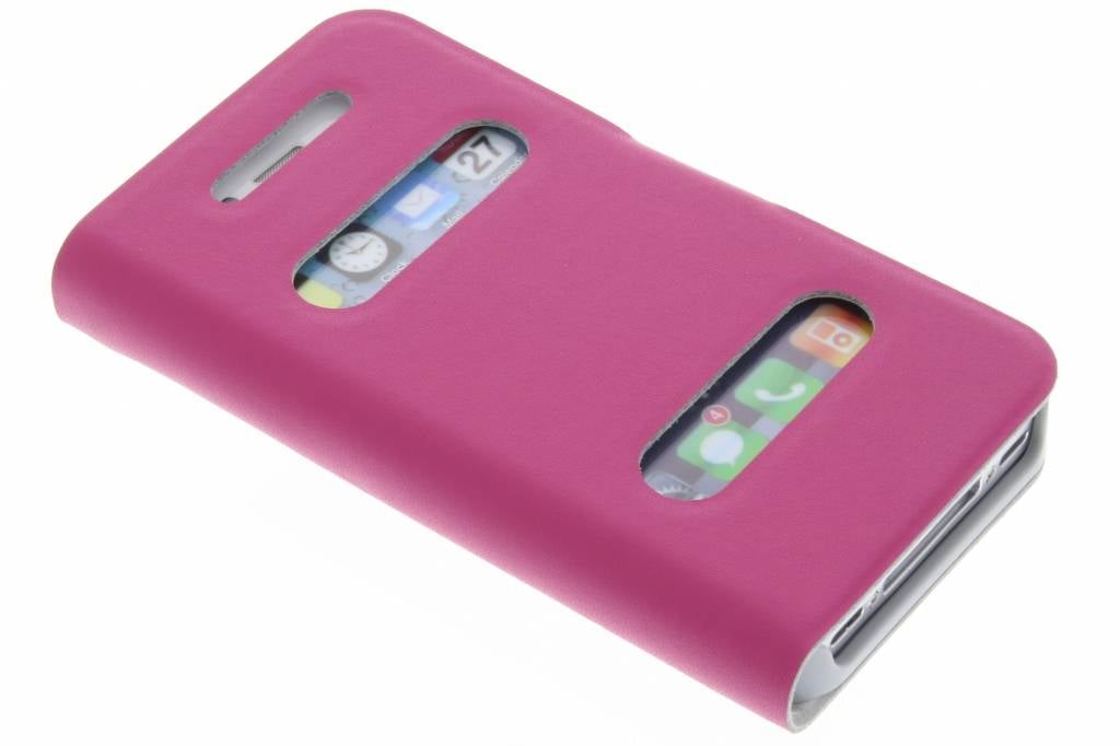 Image of Fuchsia luxe slim booktype hoes met venster voor de iPhone 4 / 4s