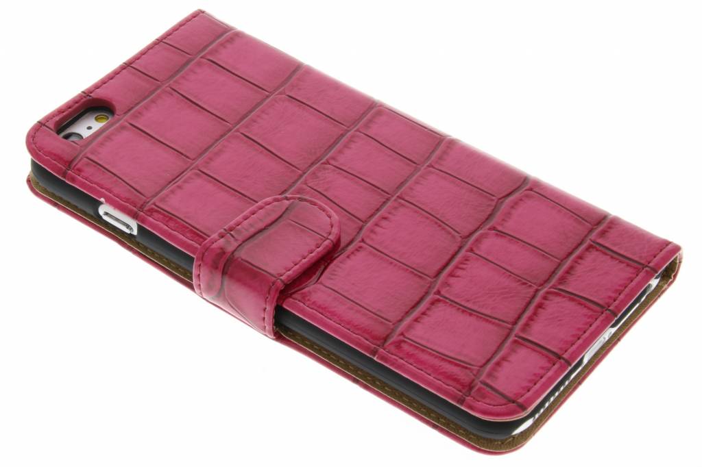 Image of Fuchsia glanzende krokodil booktype hoes voor de iPhone 6(s) Plus