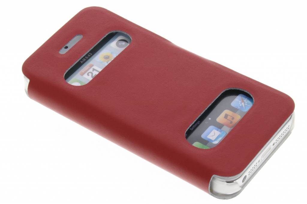 Image of Rode luxe slim booktype hoes met venster voor de iPhone 4 / 4s