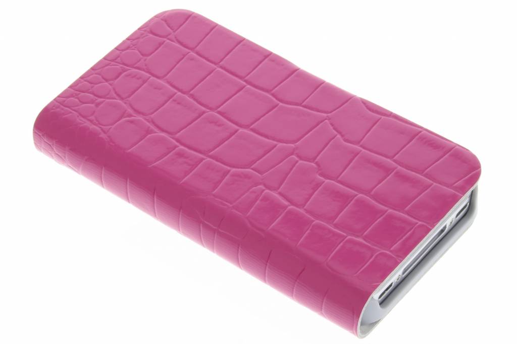 Image of Fuchsia glanzende krokodil booktype hoes voor de iPhone 4 / 4s