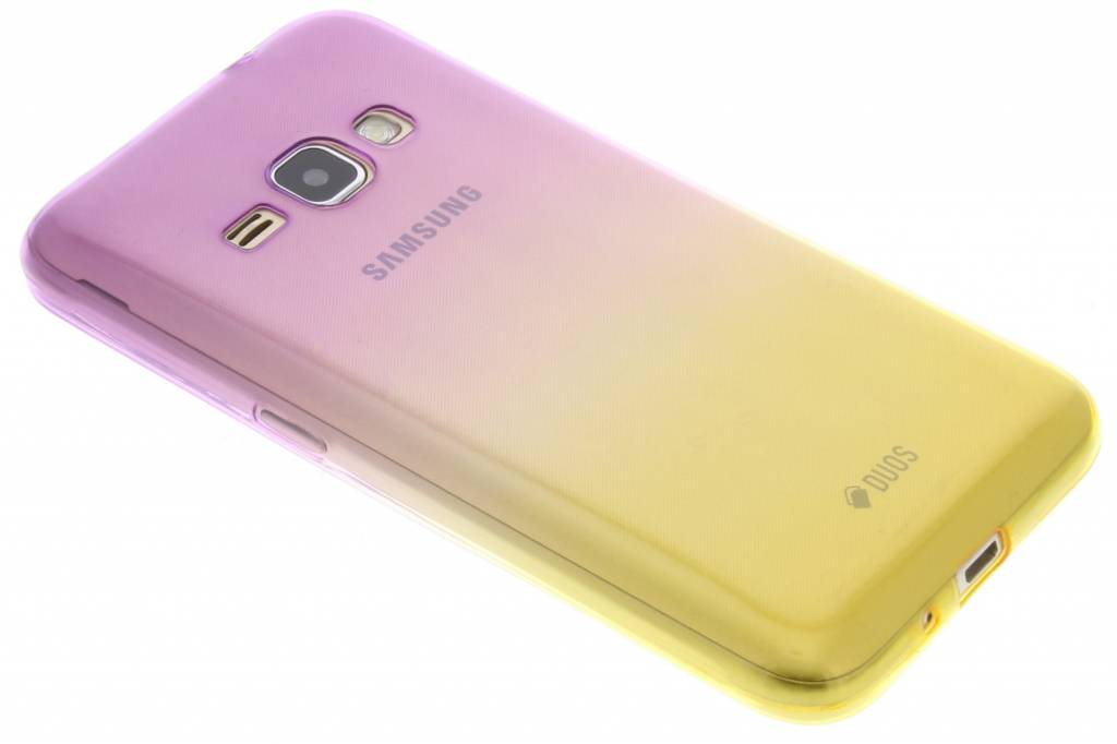 Image of Paars / Geel tweekleurig TPU siliconen hoesje voor de Samsung Galaxy J1 (2016)