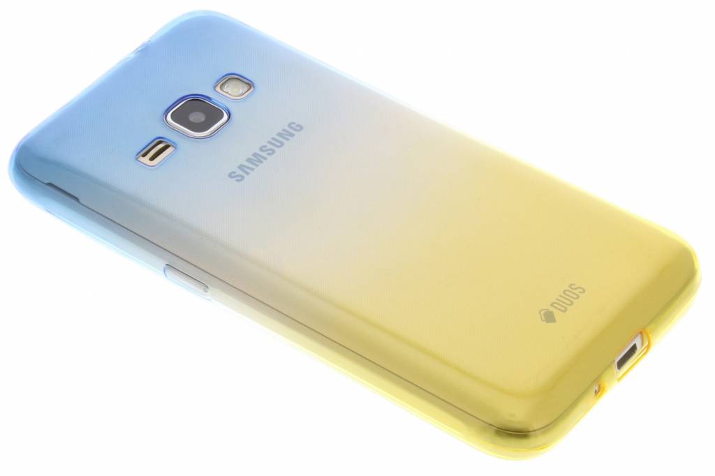 Image of Blauw / Geel tweekleurig TPU siliconen hoesje voor de Samsung Galaxy J1 (2016)