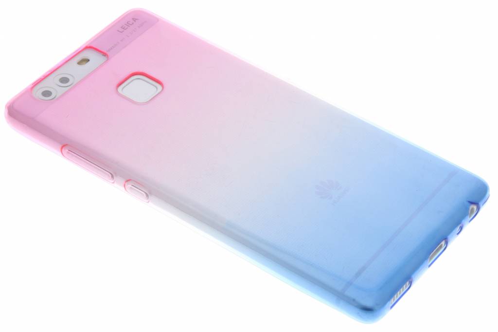 Image of Roze/blauw tweekleurig transparant TPU siliconen hoesje voor de Huawei P9