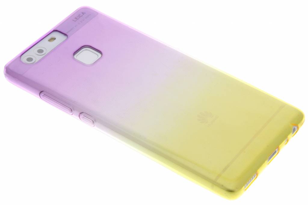 Image of Paars/geel tweekleurig transparant TPU siliconen hoesje voor de Huawei P9