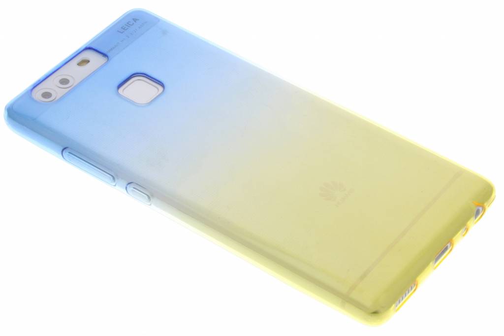 Image of Blauw/geel tweekleurig transparant TPU siliconen hoesje voor de Huawei P9