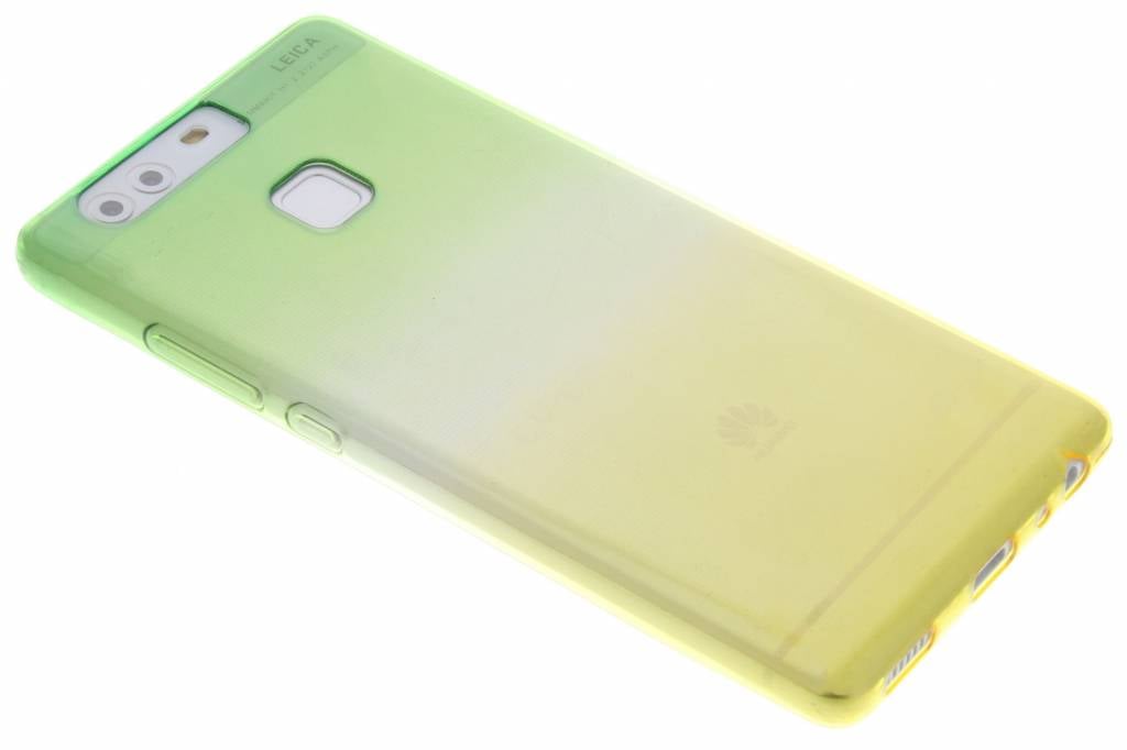 Image of Groen/geel tweekleurig transparant TPU siliconen hoesje voor de Huawei P9