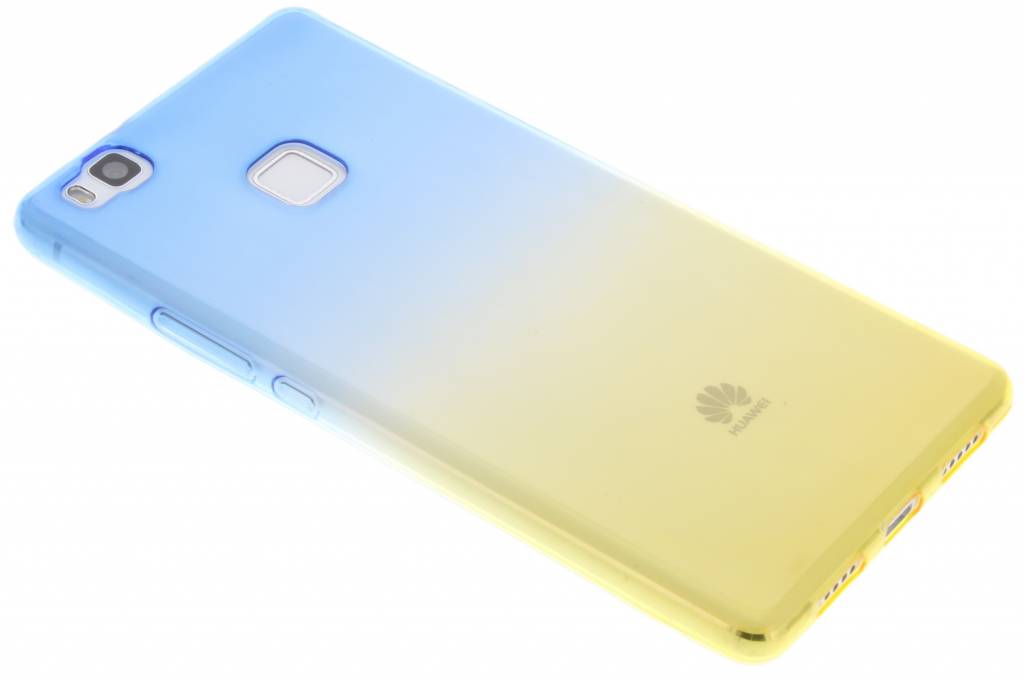 Image of Blauw/geel tweekleurig TPU siliconen hoesje voor de Huawei P9 Lite
