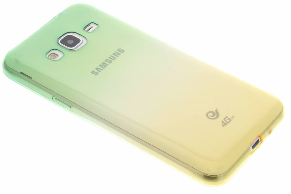 Image of Groen/geel tweekleurig transparant TPU siliconen hoesje voor de Samsung Galaxy J3 / J3 (2016)