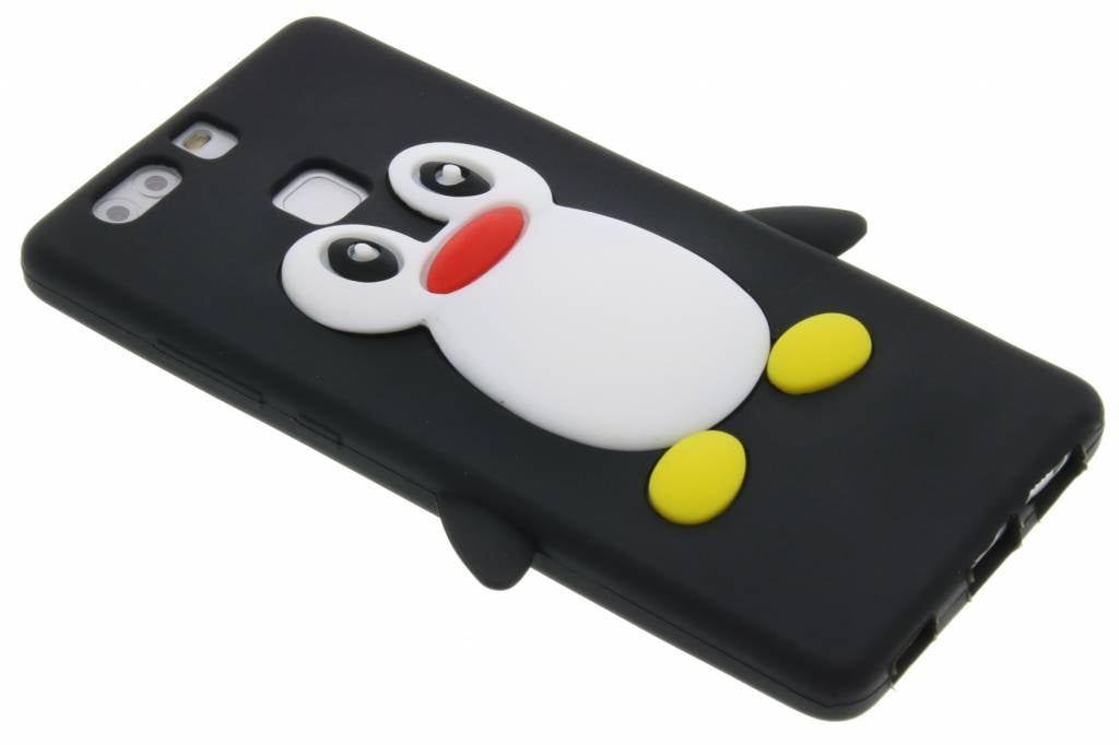 Image of Zwart pinguin siliconen hoesje voor de Huawei P9