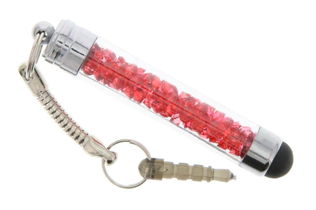 Image of Mini transparante stylus gevuld met imitatiekristallen - Rood