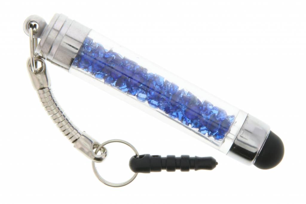 Image of Mini transparante stylus gevuld met imitatiekristallen - Donkerblauw