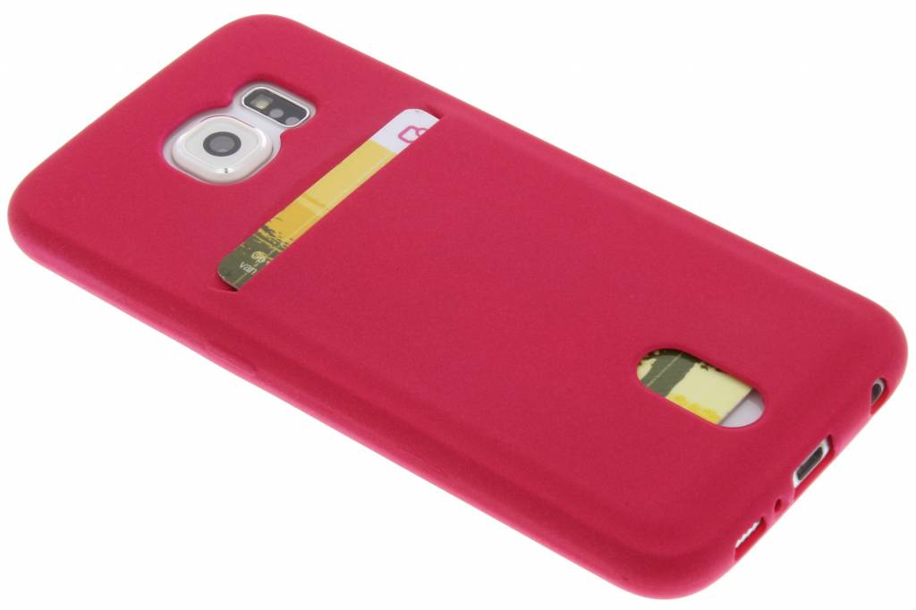 Image of Fuchsia TPU siliconen card case voor de Samsung Galaxy S6