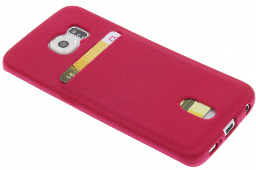 Image of Fuchsia TPU siliconen card case voor de Samsung Galaxy S6 Edge