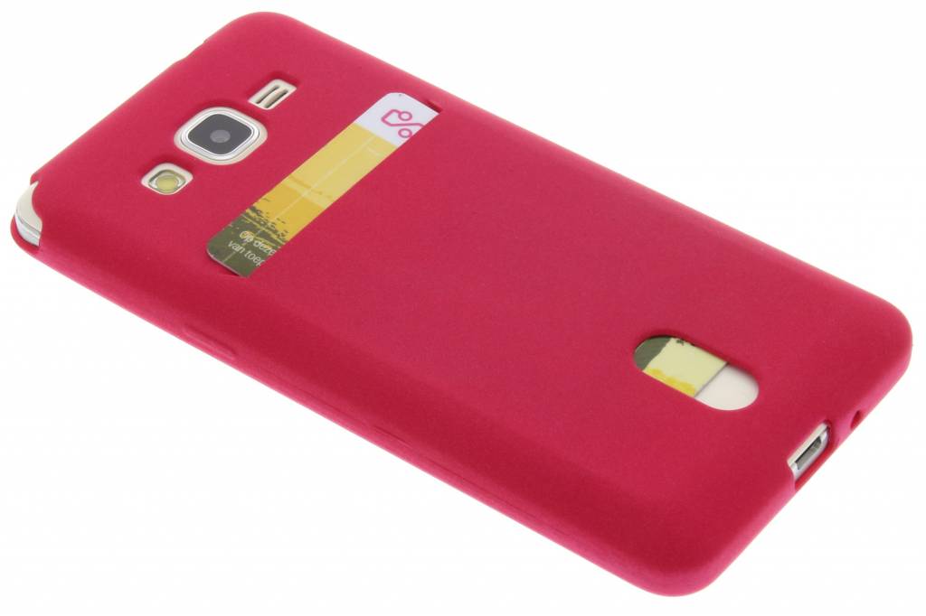 Image of Fuchsia TPU siliconen card case voor de Samsung Galaxy Grand Prime