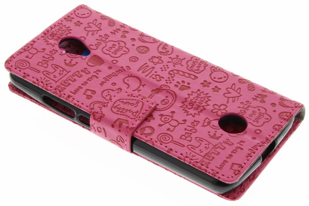 Image of Fuchsia cartoon design booktype hoes voor de Acer Liquid Zest (4G)