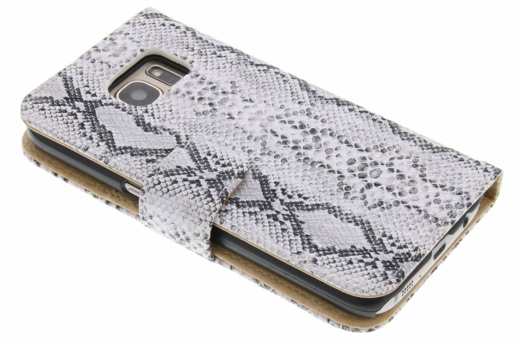 Image of Witte slangenprint booktype hoes voor de Samsung Galaxy S7