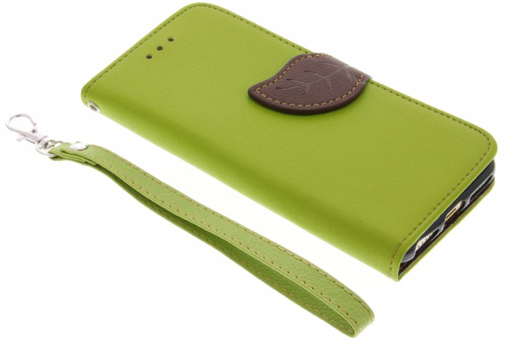 Image of Groene blad design TPU booktype hoes voor de iPhone 7