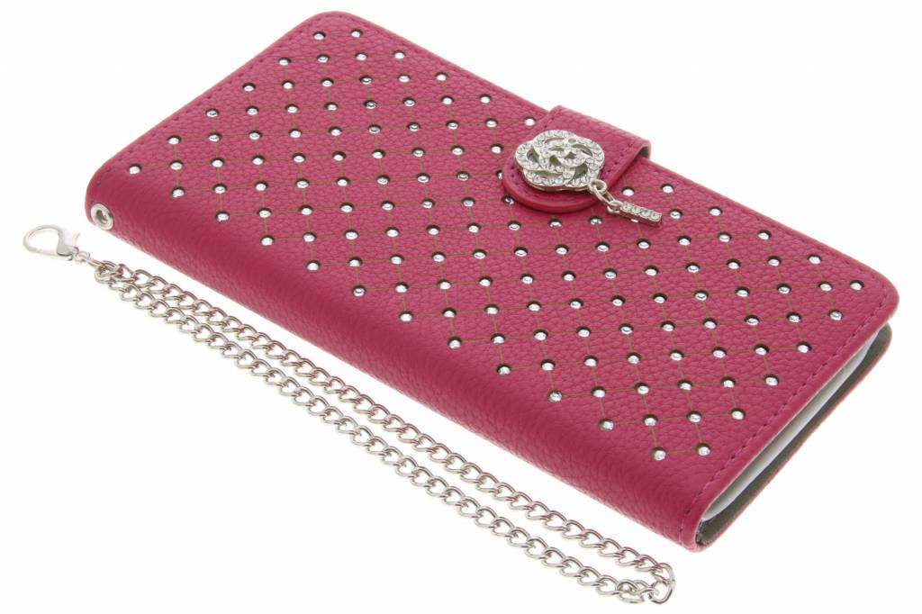 Image of Fuchsia Chique strass booktype hoes voor de Motorola Moto G4 (Plus)