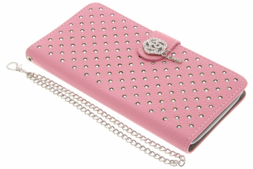 Image of Roze Chique strass booktype hoes voor de Motorola Moto G4 (Plus)