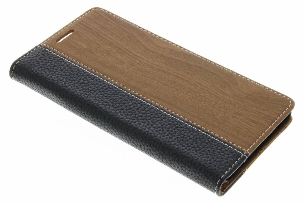 Image of Zwarte hout leder design booktype hoes voor de OnePlus 3 / 3T