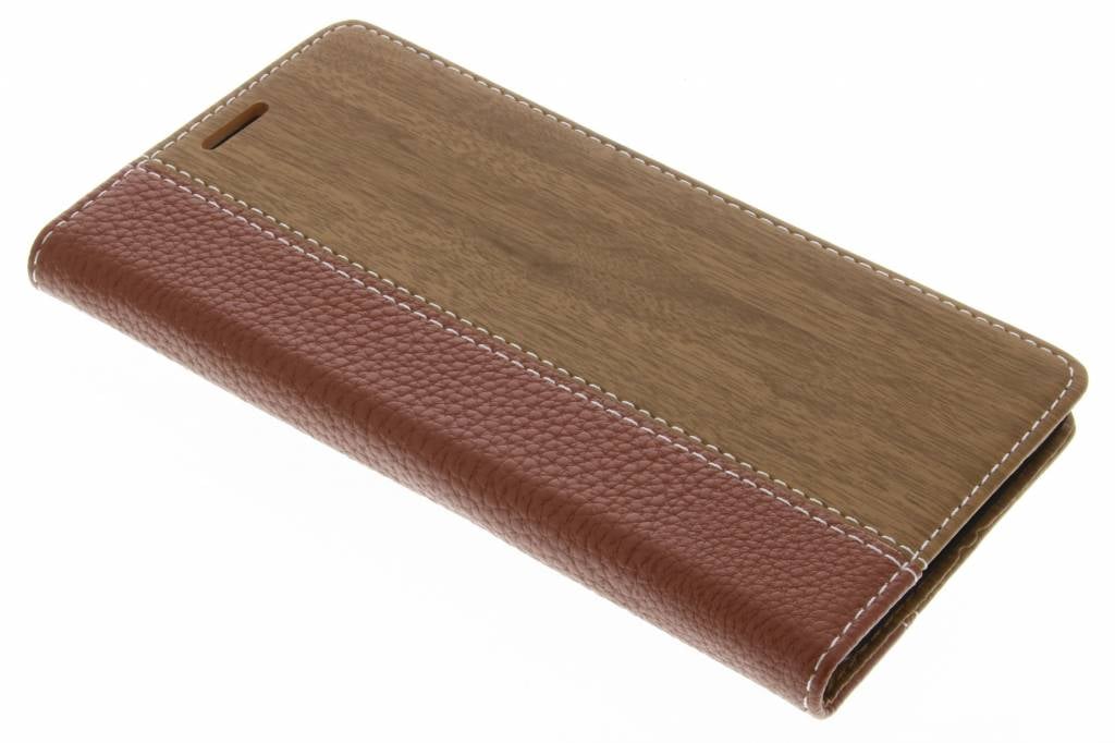 Image of Bruine hout leder design booktype hoes voor de OnePlus 3 / 3T