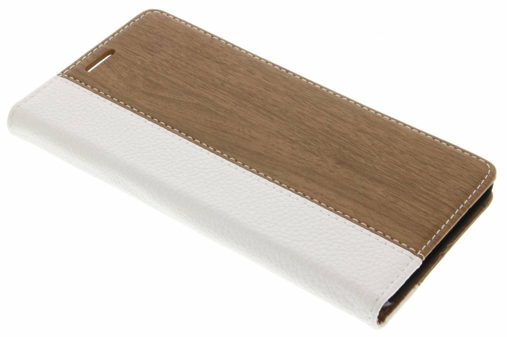 Image of Witte hout leder design booktype hoes voor de OnePlus 3 / 3T