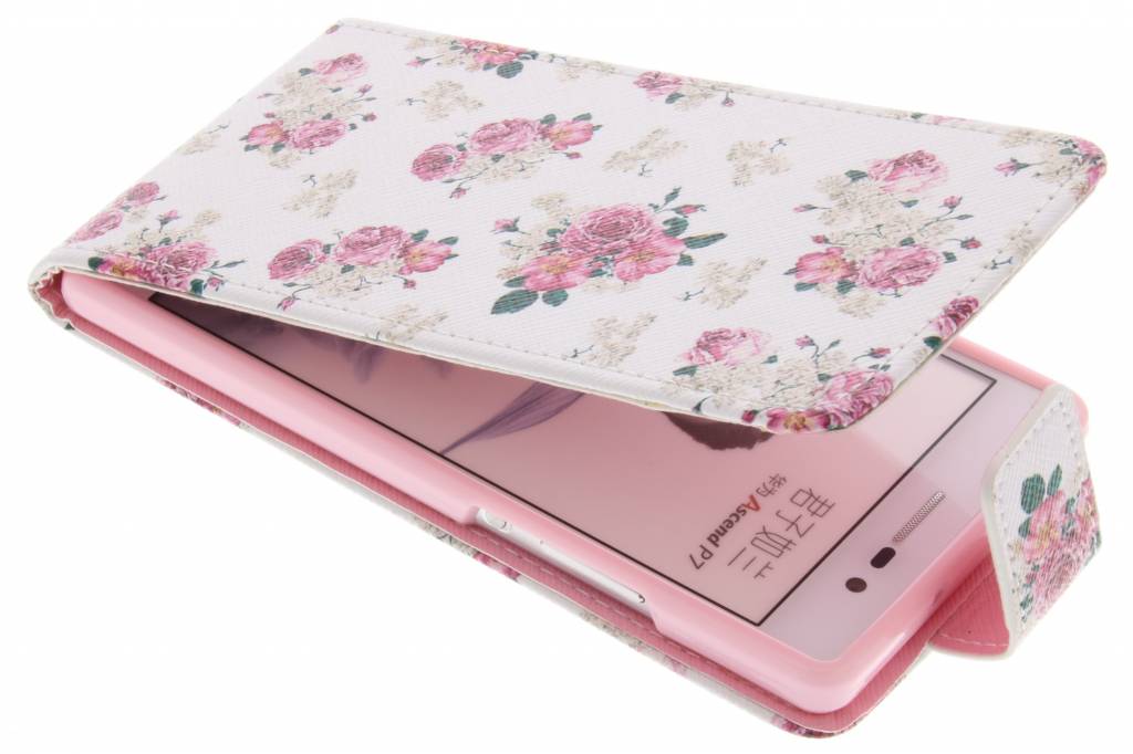 Image of Roosjes design TPU flipcase voor de Huawei Ascend P7