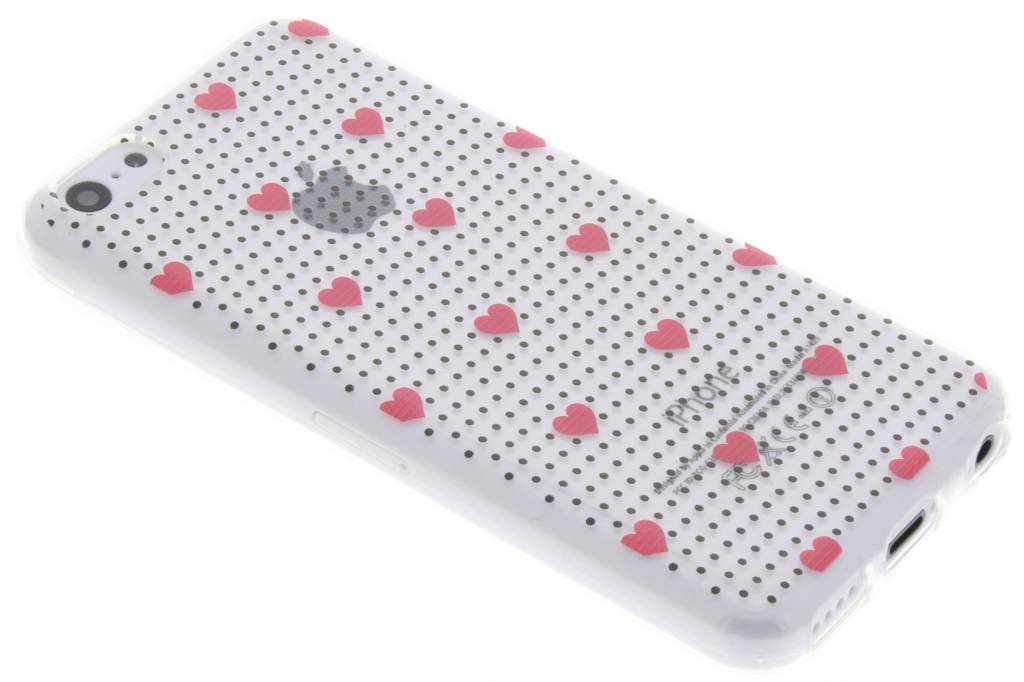 Image of Pink dots and hearts design TPU hoesje voor de iPhone 5c