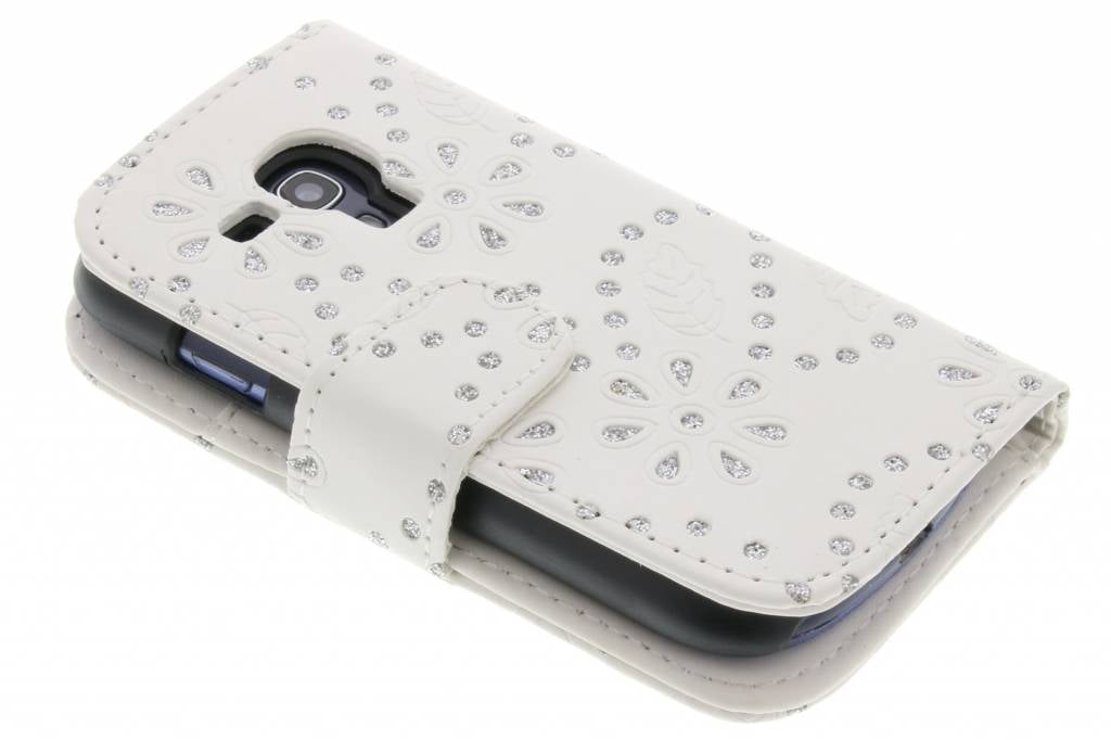 Image of Witte bloemblad design booktype hoes voor de Samsung Galaxy S3 Mini