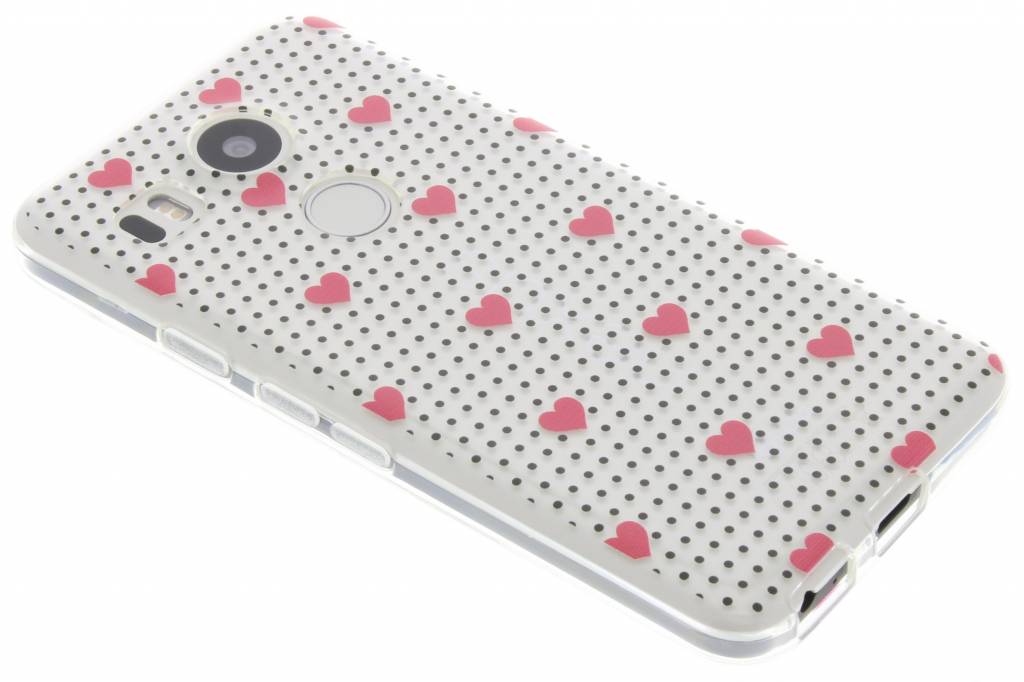 Image of Pink dots and hearts design TPU hoesje voor de LG Nexus 5X