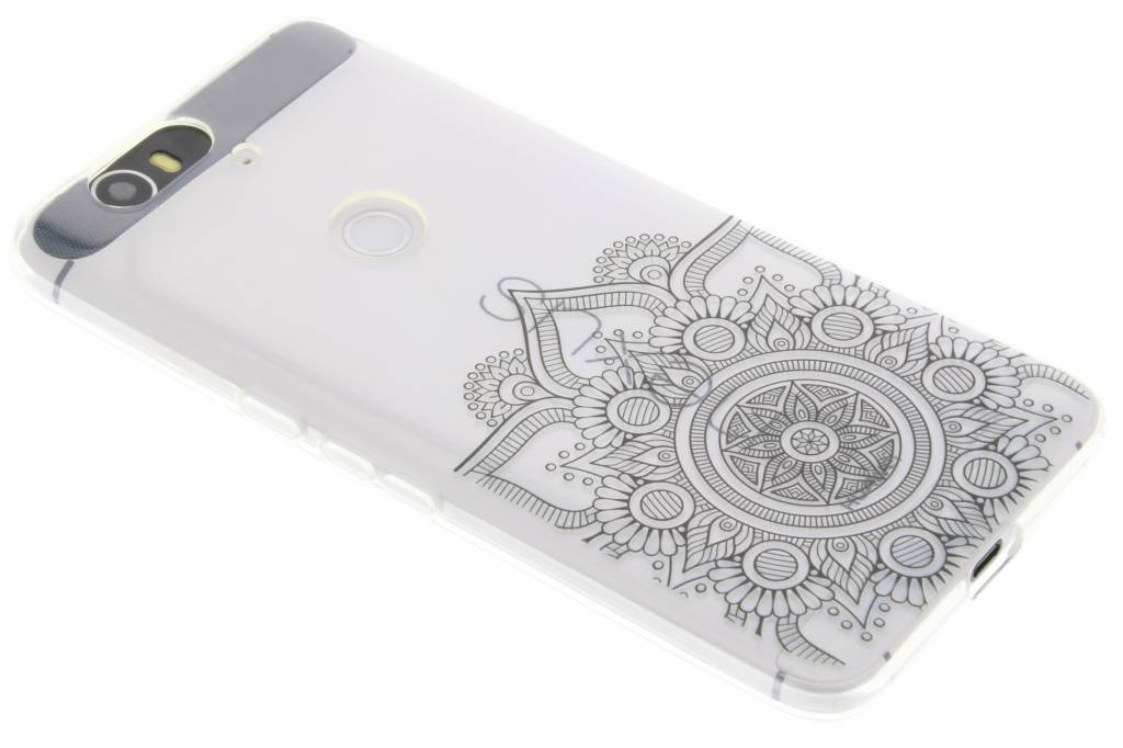 Image of Zwart mandala design TPU hoesje voor de Huawei Nexus 6P