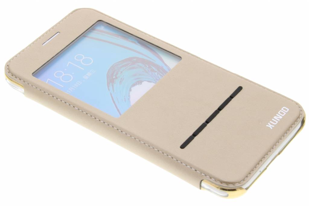 Image of Gouden crystal slim book case met venster Samsung Galaxy J3 / J3 (2016)