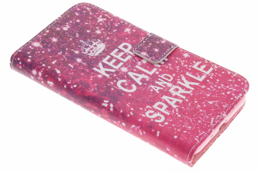 Image of Keep Calm and Sparkle design TPU booktype hoes voor de Samsung Galaxy J3 / J3 (2016)