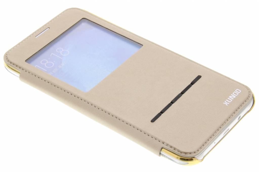 Image of Gouden crystal slim book case met venster voor de Samsung Galaxy J7