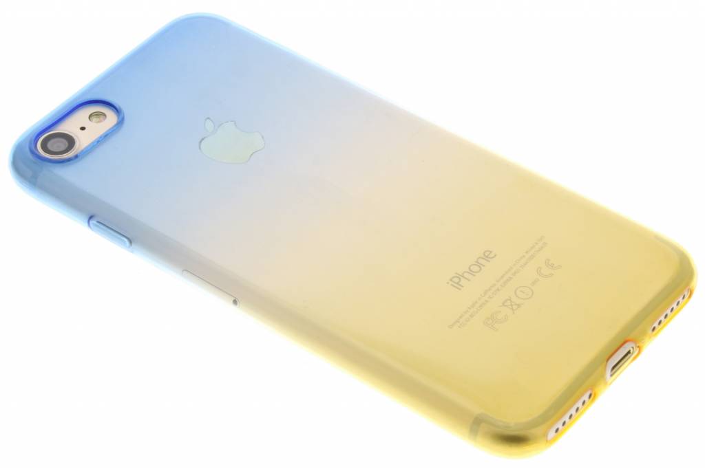 Image of Blauw / Geel tweekleurig transparant TPU siliconen hoesje voor de iPhone 7