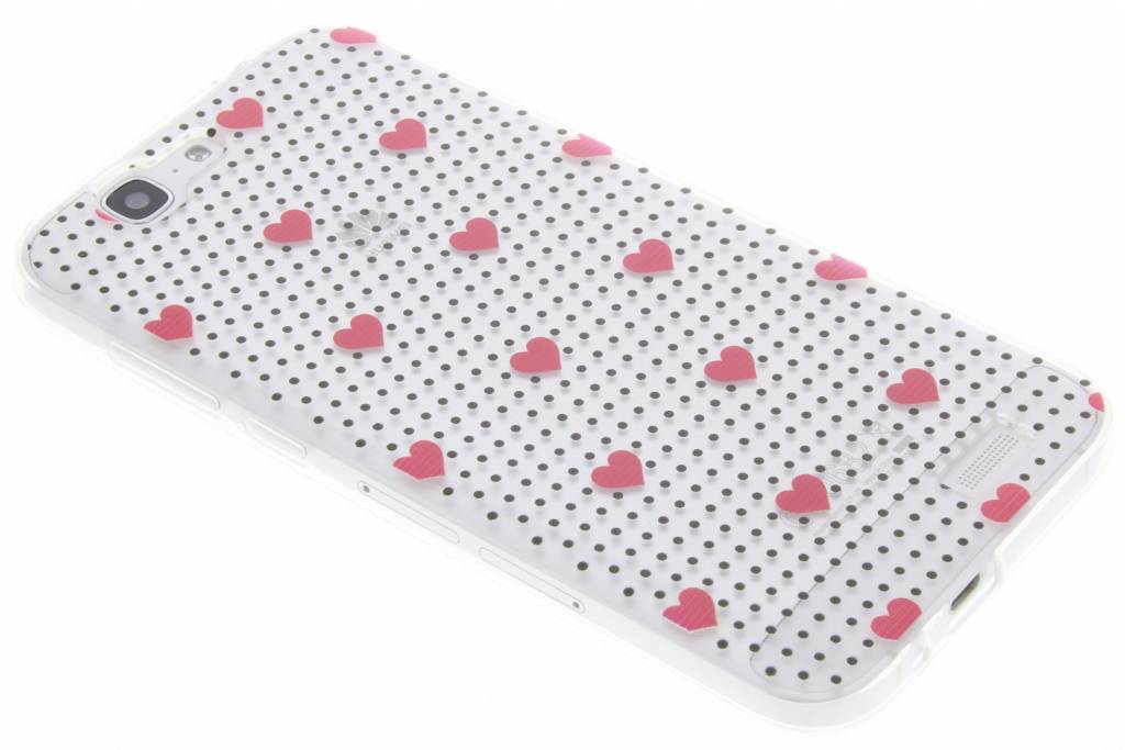 Image of Pink dots and hearts design TPU hoesje voor de Huawei Ascend G7