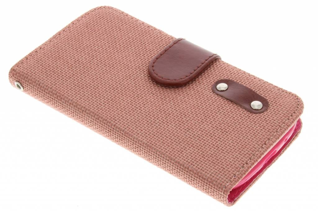 Image of Zalmroze linnen look TPU booktype hoes voor de Samsung Galaxy S3 / Neo