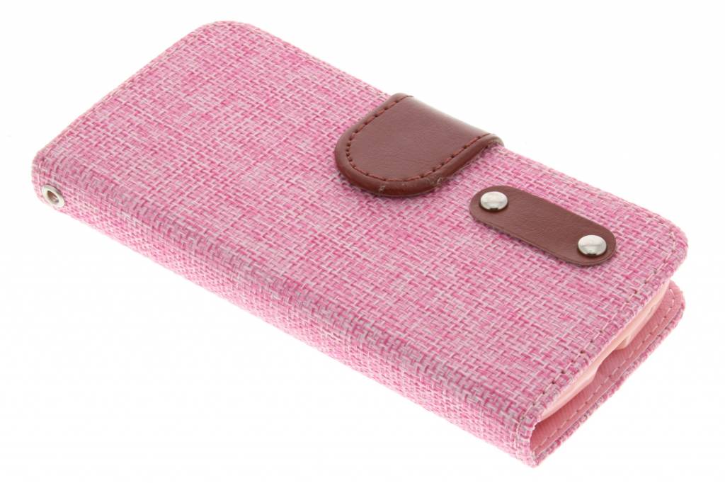 Image of Roze linnen look TPU booktype hoes voor de Samsung Galaxy S4 Mini