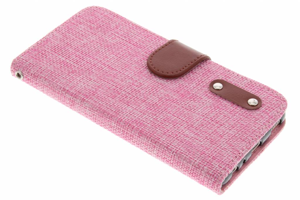 Image of Roze linnen look TPU booktype hoes voor de Huawei P9