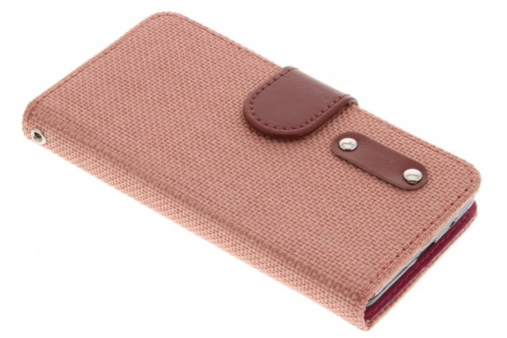 Image of Zalmroze linnen look TPU booktype hoes voor de Samsung Galaxy S2 (Plus)