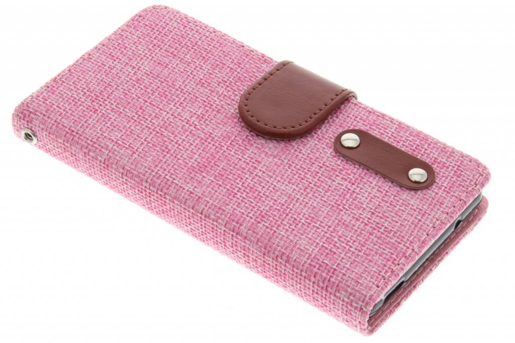 Image of Roze linnen look TPU booktype hoes voor de Sony Xperia Z3 Compact