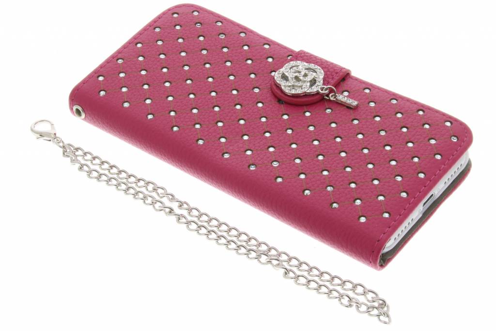 Image of Fuchsia chique strass booktype hoes voor de iPhone 7 Plus