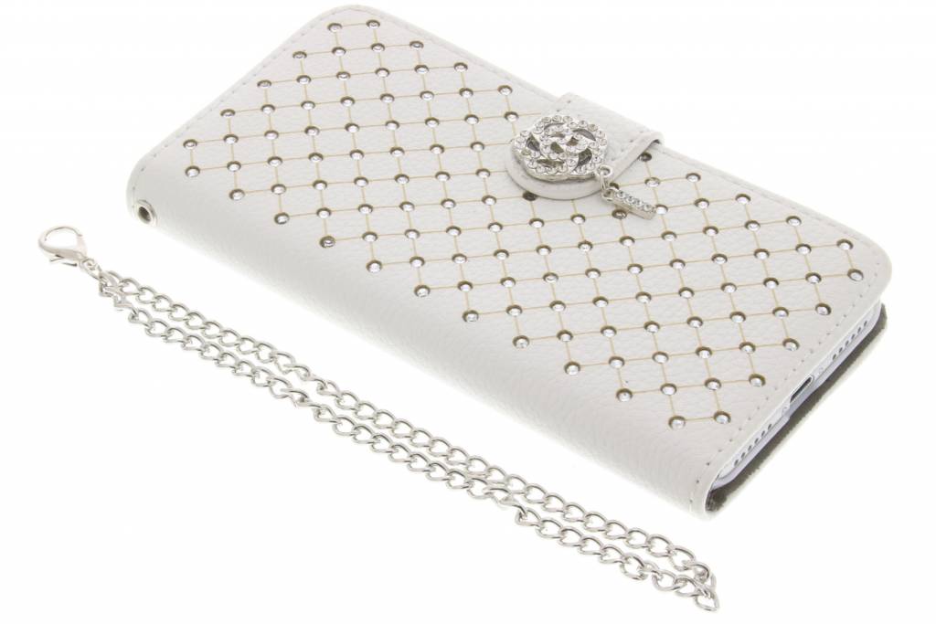 Image of Witte chique strass booktype hoes voor de iPhone 7